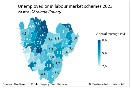 Diagrams bild Unempolyed plus people in labour market schemes