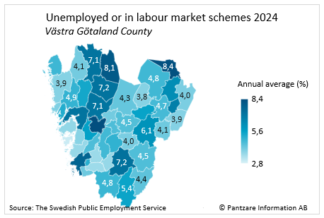 Diagrams bild Unempolyed plus people in labour market schemes