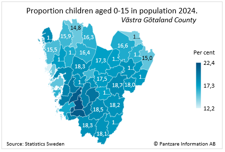 Diagrams bild Proportion children aged 0-15 in population