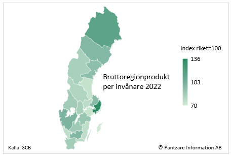 Diagrams bild BRP per invånare, län