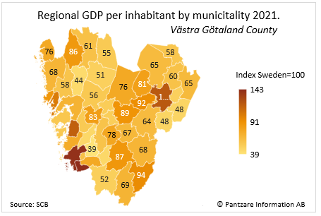 Diagrams bild Regional GDP per inhabitant by municipality