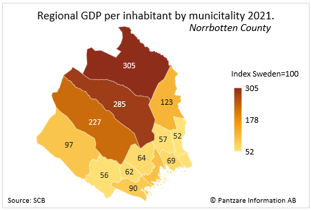 Diagrams bild Regional GDP per inhabitant by municipality