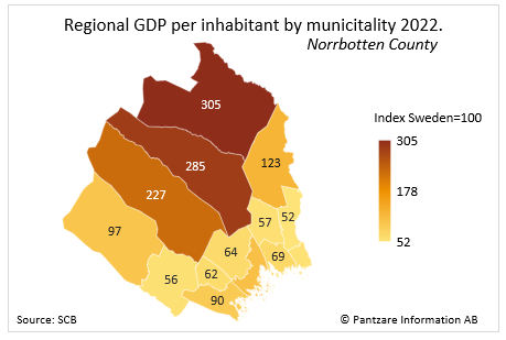 Diagrams bild Regional GDP per inhabitant by municipality