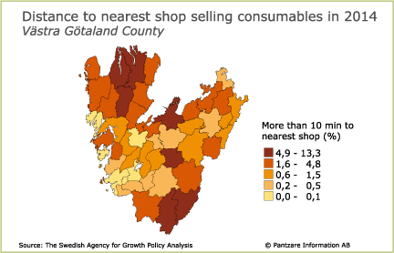 Diagrams bild Distance to nearest shop